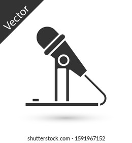 Grey Microphone icon isolated on white background. On air radio mic microphone. Speaker sign.  Vector Illustration