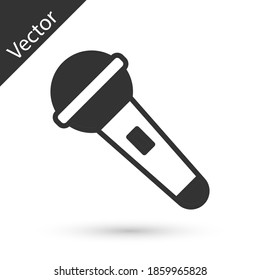 Grey Microphone icon isolated on white background. On air radio mic microphone. Speaker sign. Vector.