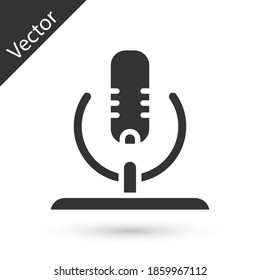 Grey Microphone icon isolated on white background. On air radio mic microphone. Speaker sign. Vector.