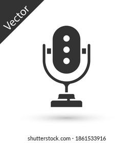 Grey Microphone icon isolated on white background. On air radio mic microphone. Speaker sign. Vector.
