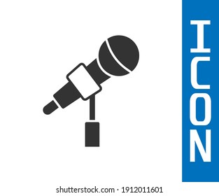 Grey Microphone icon isolated on white background. On air radio mic microphone. Speaker sign.  Vector