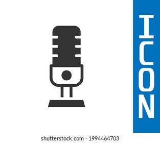 Grey Microphone icon isolated on white background. On air radio mic microphone. Speaker sign.  Vector