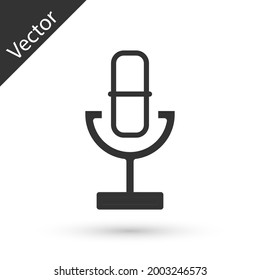 Grey Microphone icon isolated on white background. On air radio mic microphone. Speaker sign.  Vector