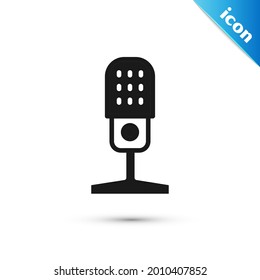 Grey Microphone icon isolated on white background. On air radio mic microphone. Speaker sign.  Vector