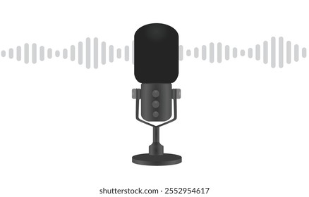 Grey microphone isolated. vector illustration 