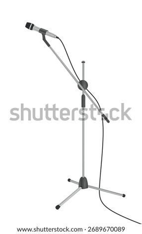 Grey microphone stand. vector illustration