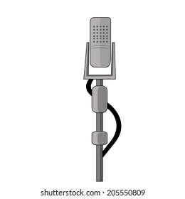 a grey microphone in a white background