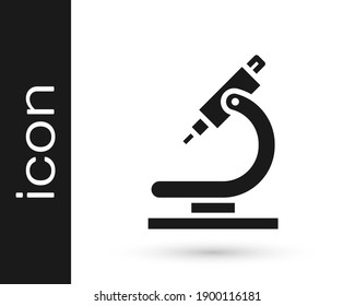 Grey Microscope icon isolated on white background. Chemistry, pharmaceutical instrument, microbiology magnifying tool.  Vector Illustration