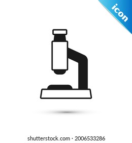 Grey Microscope icon isolated on white background. Chemistry, pharmaceutical instrument, microbiology magnifying tool.  Vector