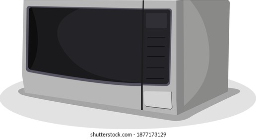 Microondas grises, ilustración, vector sobre fondo blanco