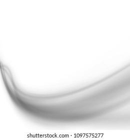 Grey mild smoke transparent soft waves over white background. Vector illustration