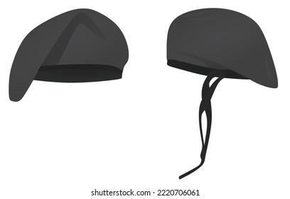 Grey military beret hat. vector illustration