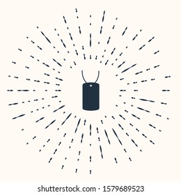 Grey Military dog tag icon isolated on beige background. Identity tag icon. Army sign. Abstract circle random dots. Vector Illustration