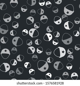 Grey Military helmet icon isolated seamless pattern on black background. Army hat symbol of defense and protect. Protective hat.  Vector Illustration