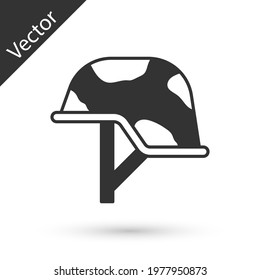 Grey Military helmet icon isolated on white background. Army hat symbol of defense and protect. Protective hat.  Vector