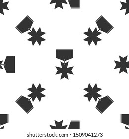 Grey Military reward medal icon isolated seamless pattern on white background. Army sign.  Vector Illustration