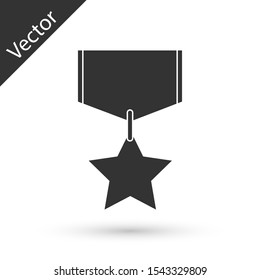 Grey Military reward medal icon isolated on white background. Army sign.  Vector Illustration