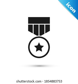 Grey Military reward medal icon isolated on white background. Army sign.  Vector