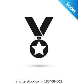 Grey Military reward medal icon isolated on white background. Army sign.  Vector