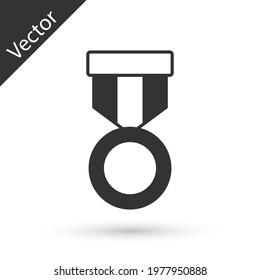 Grey Military reward medal icon isolated on white background. Army sign.  Vector