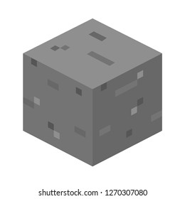 Grey mine cobblestone game block isometric vector