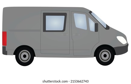 Grey Mini Van. Vector Illustration