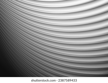 Grey minimal curved waves abstract geometric background. Vector design