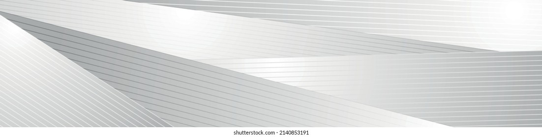Grey minimal stripes and lines abstract futuristic tech background. Vector digital banner design