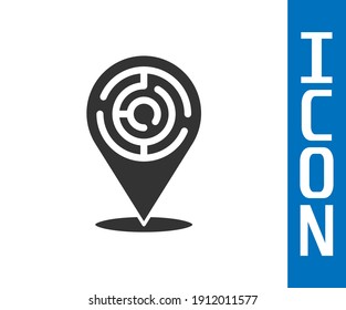 Grey Minotaur maze or labyrinth icon isolated on white background. Ancient Greek mythology.  Vector