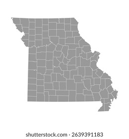 Grey Missouri map with county divisions vector