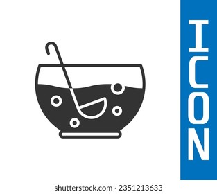 Grey Mixed punch with fresh fruits in bowl icon isolated on white background.  Vector Illustration