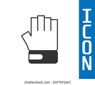 Grey MMA glove icon isolated on white background. Sports accessory fighters. Warrior gloves.  Vector