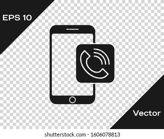 Grey Mobile phone call icon isolated on transparent background.  Vector Illustration