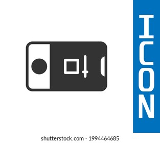Grey Mobile phone with record frame camera icon isolated on white background. Mobile app application. Photo and video shooting.  Vector