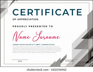 Grey Modern creative certificate design template with pattern Background. Vector illustration - Vector