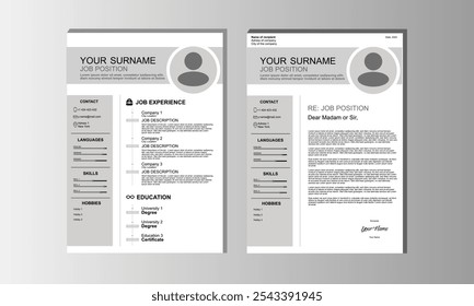 Cinza moderno Currículo e CV Layout Set