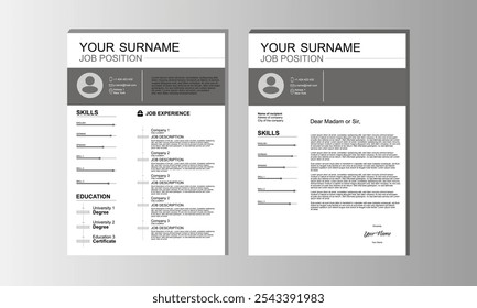 Cinza moderno Currículo e CV Layout Set