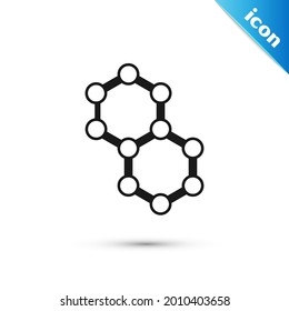Grey Molecule icon isolated on white background. Structure of molecules in chemistry, science teachers innovative educational poster.  Vector