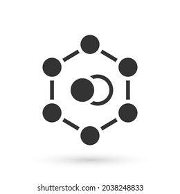 Grey Molecule icon isolated on white background. Structure of molecules in chemistry, science teachers innovative educational poster.  Vector