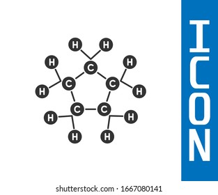 Icono de aceite molécula gris aislado en fondo blanco. Estructura de las moléculas en la química. Ilustración vectorial