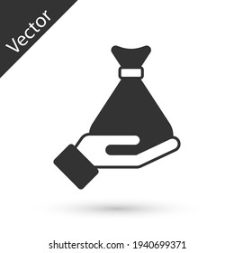 Grey Money in hand icon isolated on white background. Insurance concept. Security, safety, protection, protect concept. Vector