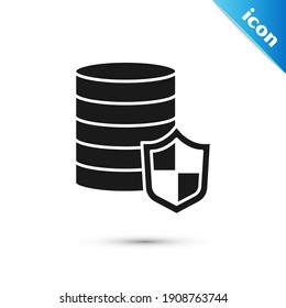 Grey Money with shield icon isolated on white background. Insurance concept. Security, safety, protection, protect concept.  Vector
