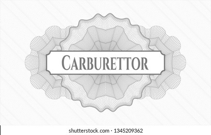 Grey money style emblem or rosette with text Carburettor inside