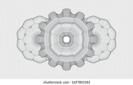 Grey money style emblem or rosette. Vector Illustration. Detailed.