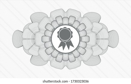 Grey money style emblem or rosette. Vector Illustration. Detailed with ribbon icon inside