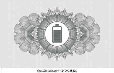 Grey money style rosette with battery icon inside