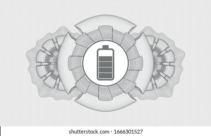 Grey money style rosette with battery icon inside