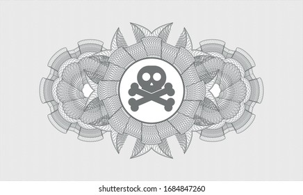 Rosette estilo dinero gris con icono de los huesos cruzados dentro