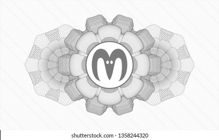 Grey money style rosette with goat head icon inside