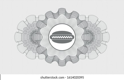 Grey money style rosette with hot dog icon inside